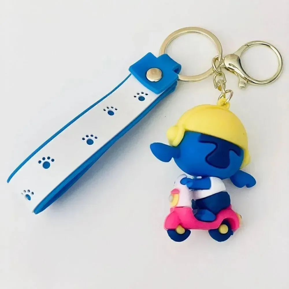 NWT Disney We love Stitch on Moped Blue Wristlet Key holder Keyring Keychain
